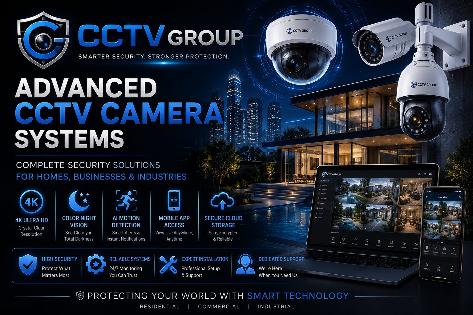 Advanced CCTV camera systems from CCTV Group — complete security solutions for homes, businesses and industries