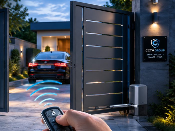 An automatic driveway gate opening by remote control