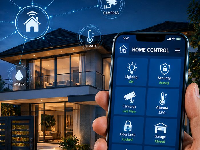 Smart home automation controlled from a phone